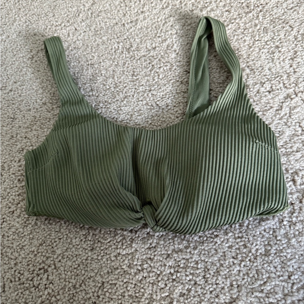 Hollister Olive Ribbed Bikini Top